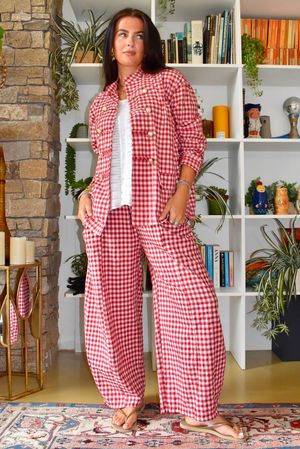 Nonni Gingam Napoleon Jacket Sangria